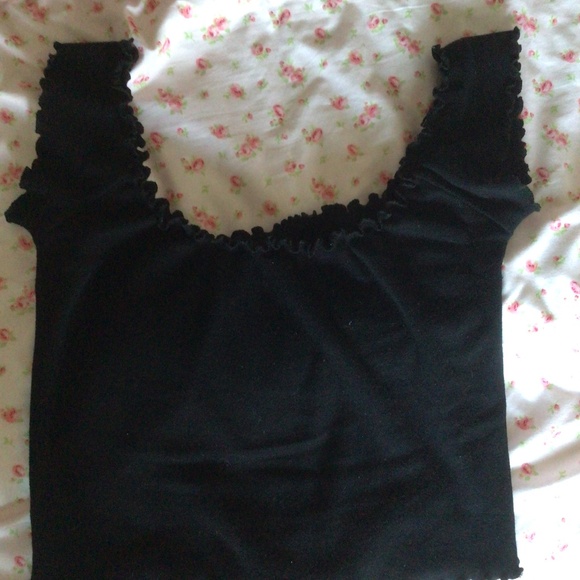 John Galt Black Ruffle Off the shoulder top - Picture 1 of 2